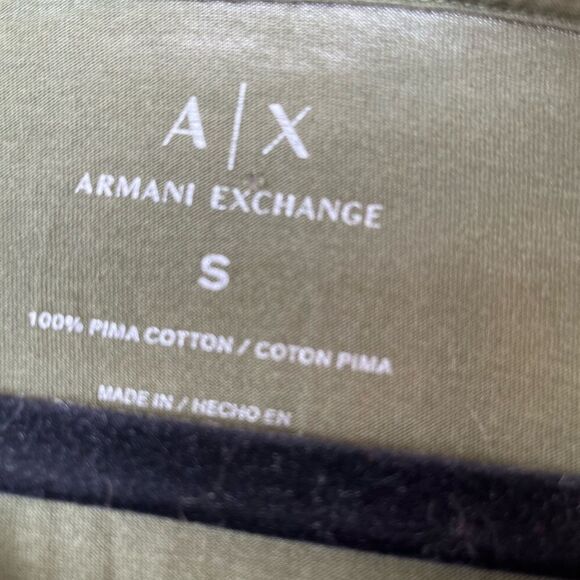 Armani Exchange tropical green short sleeved v-neck top, 100% Puma cotton, S - Picture 2 of 5